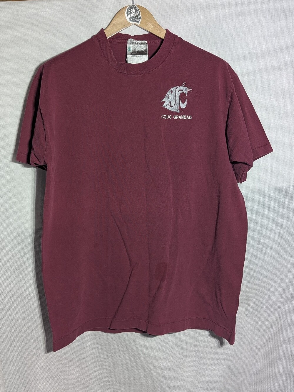 Vintage WSU Cougars "Coug Grandad" Embroidered Tee - Maroon - Size L - Picture 1 of 5